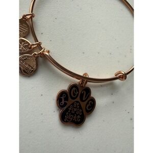 Alex & Ani "LOVE AT FIRST SIGHT" Rose Charm Bangle Bracelet Animal Paw